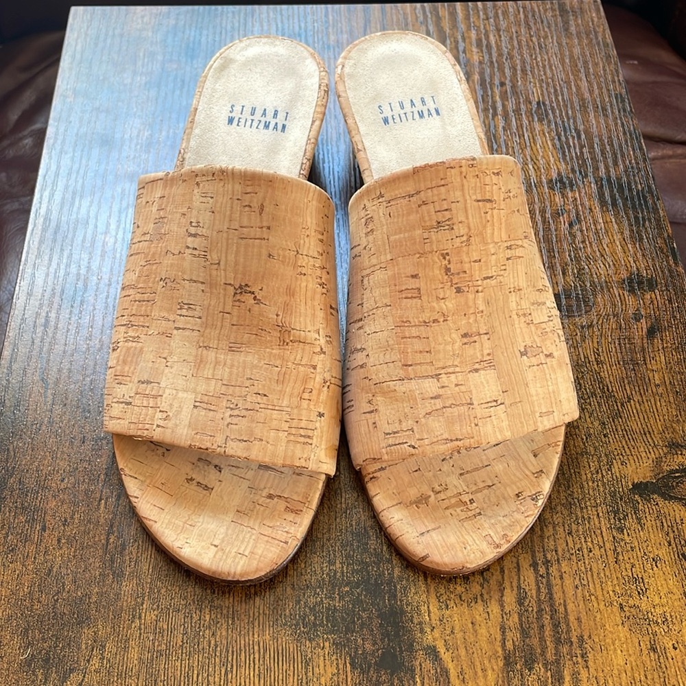 Stuart Weitzman cork low heels